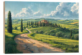 Holzbild Toskana Landschaft