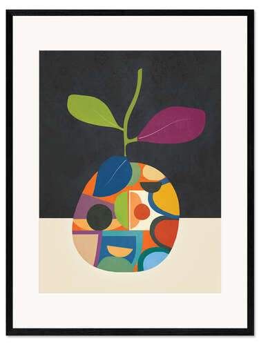 Inramat konsttryck Abstract Fruit Shapes I