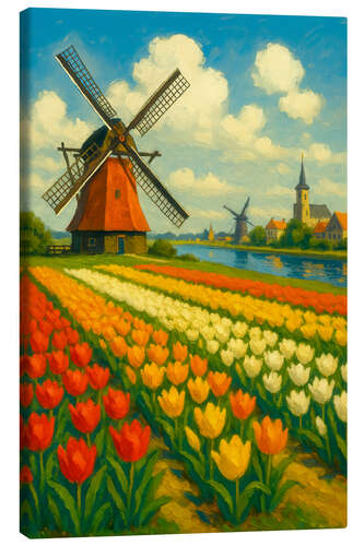 Tableau sur toile Tulip Dreams and Windmills