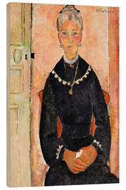 Holzbild Die alte Dame mit der Halskette (Deudoxie Hebut) - Jeanne Hebuterne