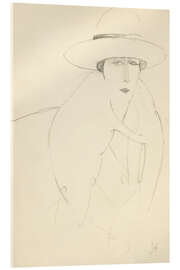Acrylglasbild Frau mit Hut - Jeanne Hebuterne