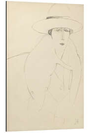 Tableau en aluminium Femme au chapeau - Jeanne Hebuterne