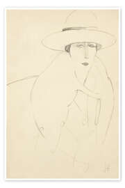 Wandbild Frau mit Hut - Jeanne Hebuterne