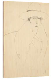Wood print Woman with hat - Jeanne Hebuterne