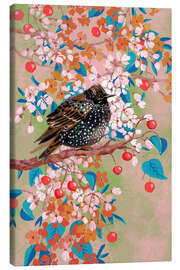 Obraz na płótnie Starling in Blooming Tree - Verbrugge Watercolor