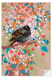 Wandsticker Star im blühenden Baum