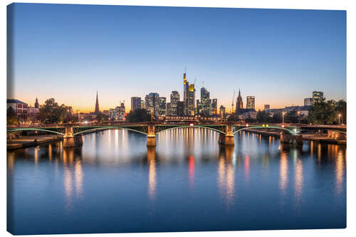 Canvas print Ignatz Bubis Bridge and Frankfurt Skyline