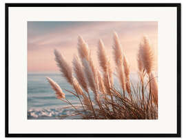 Gerahmter Kunstdruck Pampasgras am Meer