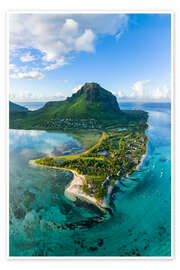 Wandbild Le Morne Brabant mit Lagune, Mauritius - Jan Christopher Becke