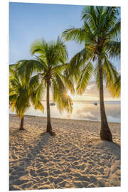 Hartschaumbild Sonnenuntergang unter Palmen, Mauritius