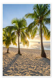 Wall print Sunset Under Palm Trees, Mauritius - Jan Christopher Becke