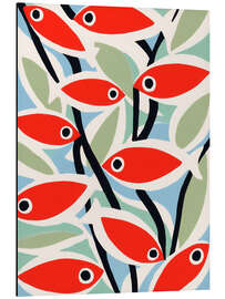 Alubild Retrofische in Rot