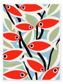 Wandbild Retrofische in Rot - Frank Daske