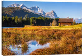 Canvas-taulu Wooden Hut on the Mountain Lake - Moqui, Daniela Beyer