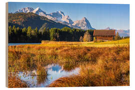 Wood print Wooden Hut on the Mountain Lake - Moqui, Daniela Beyer