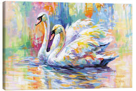 Obraz na płótnie Colorful Swans on a Lake - Leon Devenice