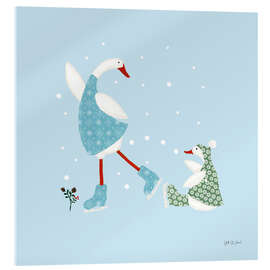 Acrylglasbild Enten im Schnee III