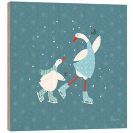 Holzbild Enten im Schnee I