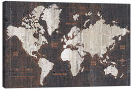Leinwandbild Retro Weltkarte (englisch) - Wild Apple Portfolio