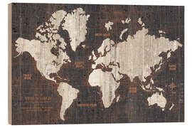 Holzbild Retro Weltkarte (englisch) - Wild Apple Portfolio