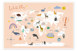 Kunstwerk Animal world map - Kasia Kucwaj-Tybur