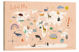 Holzbild Karte der Tierwelt I - Kasia Kucwaj-Tybur