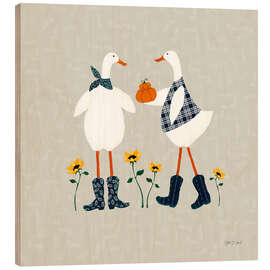 Holzbild Enten im Kürbisbeet - Yvette St. Amant
