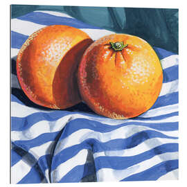 Gallery Print Orangen auf gestreiftem Tuch