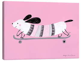 Leinwandbild Rosa Hund beim Skaten - Kasia Kucwaj-Tybur