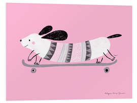 Hartschaumbild Rosa Hund beim Skaten - Kasia Kucwaj-Tybur