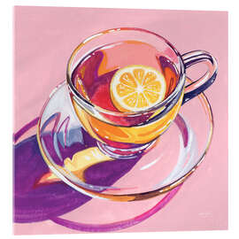 Acrylglasbild Tasse Tee mit Zitrone