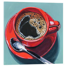 Acrylglas print Red cup of espresso