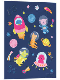 Acrylglasbild Süße Hunde im Weltraum