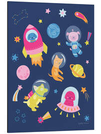 Obraz na aluminium Cute dogs in space