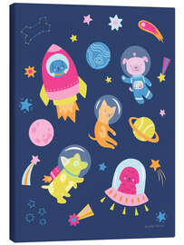 Leinwandbild Süße Hunde im Weltraum