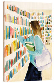 Holzbild Bücher kann man nie genug haben - Mercedes López Charro