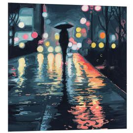 Hartschaumbild Nachtspaziergang im Regen