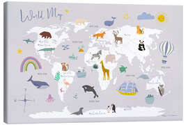 Leinwandbild Karte der Tierwelt II - Kasia Kucwaj-Tybur