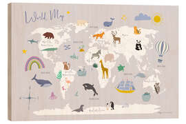 Holzbild Karte der Tierwelt II