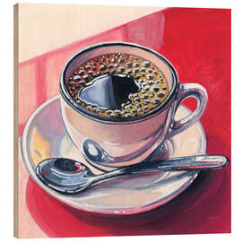 Holzbild Schwarzer Kaffee auf einer Theke - Kate Jarvick Birch