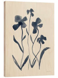 Holzbild Marineblaue Blumen