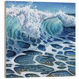 Holzbild Brechende Wellen am Strand
