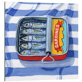 Alubild Sardinen auf gestreiftem Tuch