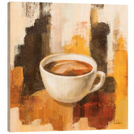 Holzbild Kaffee auf abstraktem Hintergrund