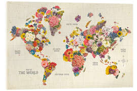 Acrylglasbild FLorale Weltkarte (englisch)