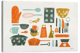 Leinwandbild Retro Küchengeräte - Becky Thorns