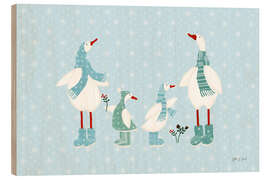 Holzbild Enten im Schnee II