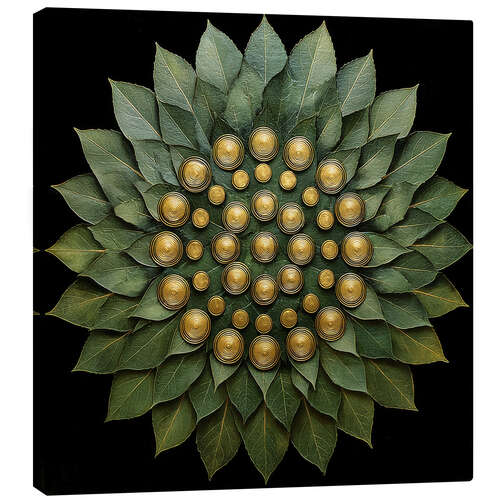 Leinwandbild Mandala aus grünen Blättern