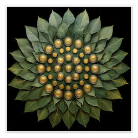 Wall print Green Leaf Mandala - DejaReve