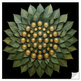 Wandsticker Mandala aus grünen Blättern